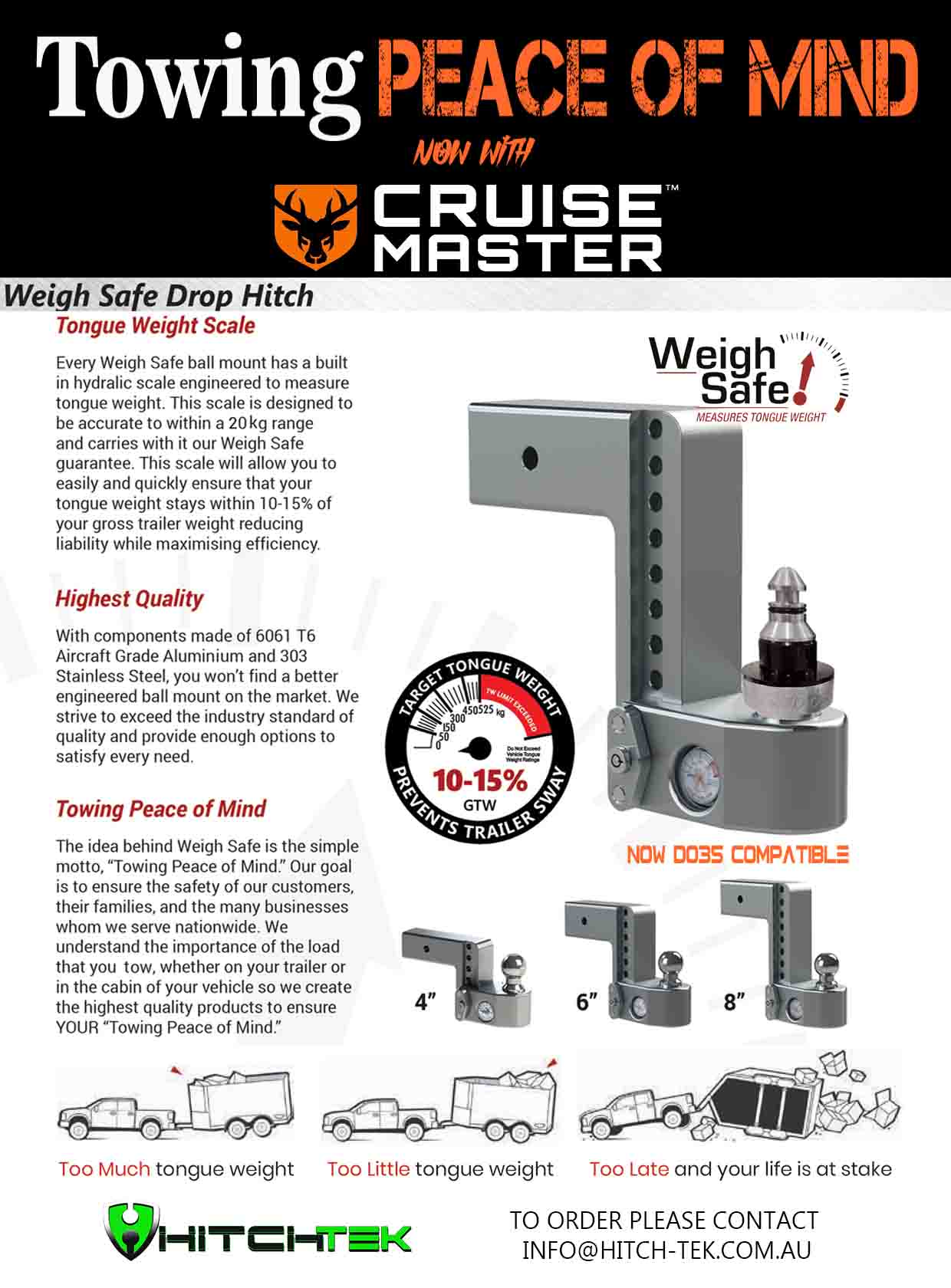 HitchTek DO35 Hitch Pin For The Weigh Safe Drop Hitch